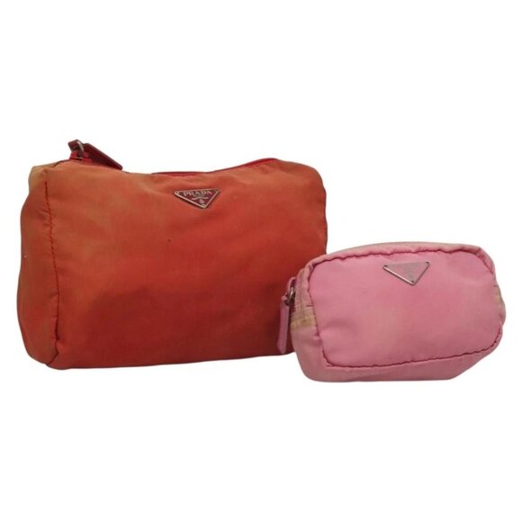 PRADA Pouch Nylon 2Set Pink Red Auth bs28039 - Picture 1 of 15